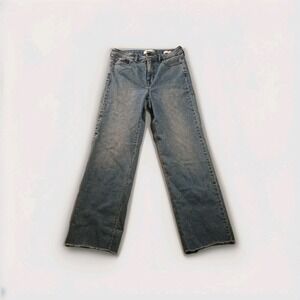 Social Standard Jeans Womens 6 Blue Mid Rise Crop Straight 29x26 Raw Hem Stretch